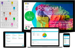 Amisgest sur tous les écrans : tableau de présences, Amisgest TV, ordinateur, tablette et téléphone